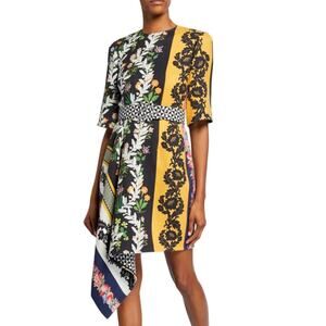 OSCAR DE LA RENTA Floral wool runway day dress tunic sz 8 floral multi color